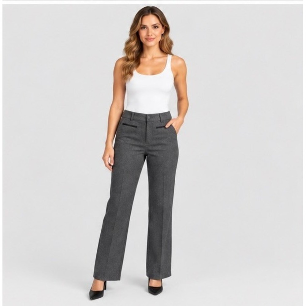 Zac & Rachel Womens 8 Gray Dress Pants Straight Leg Office Siren Quiet Luxury